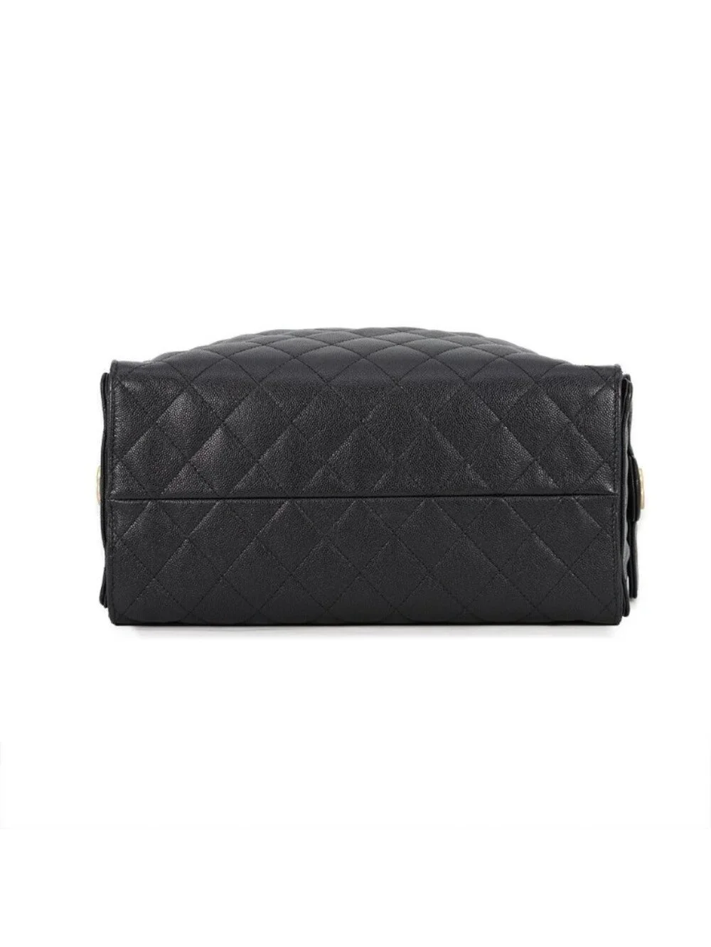 Chanel Chain Shoulder Bag 25 CC Logo Quilted Caviar Leather Black